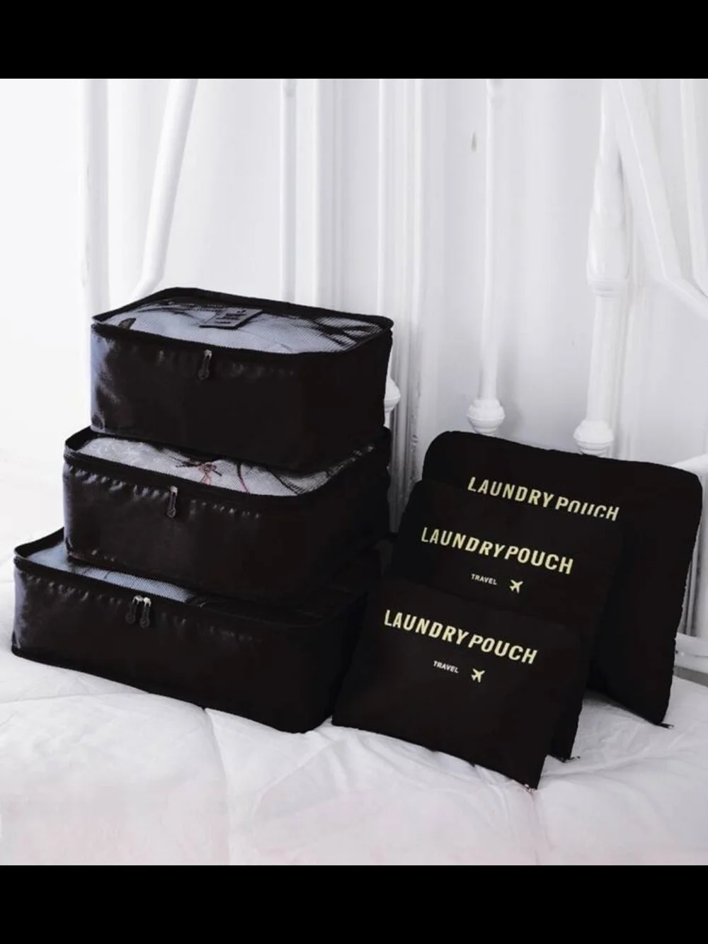 6pc Travel Packing Cubes & Laundry Pouches Set - Black NWT